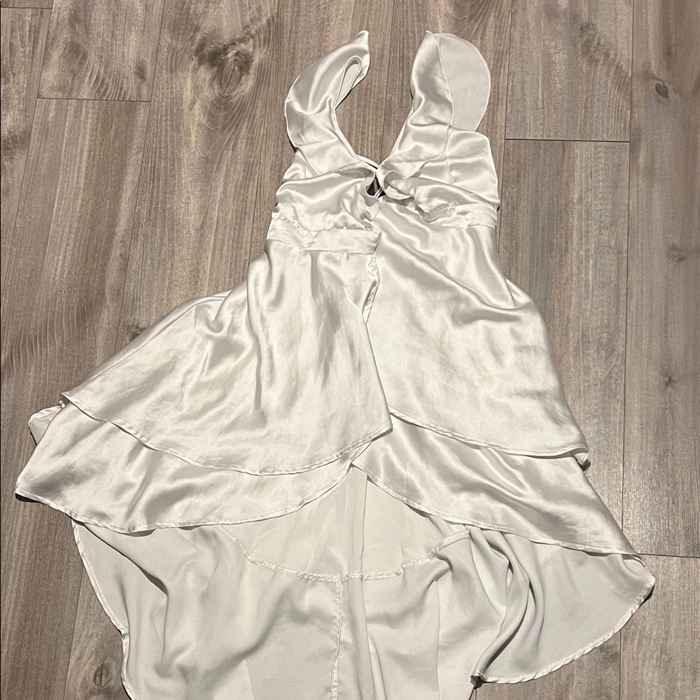 Fashion Nova White Satin Dress